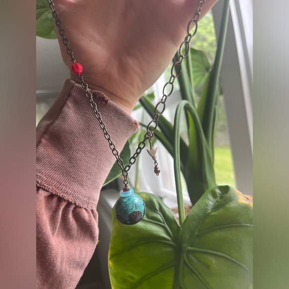 Asymmetrical Bird Gemstone Necklace - Picture 2 of 3